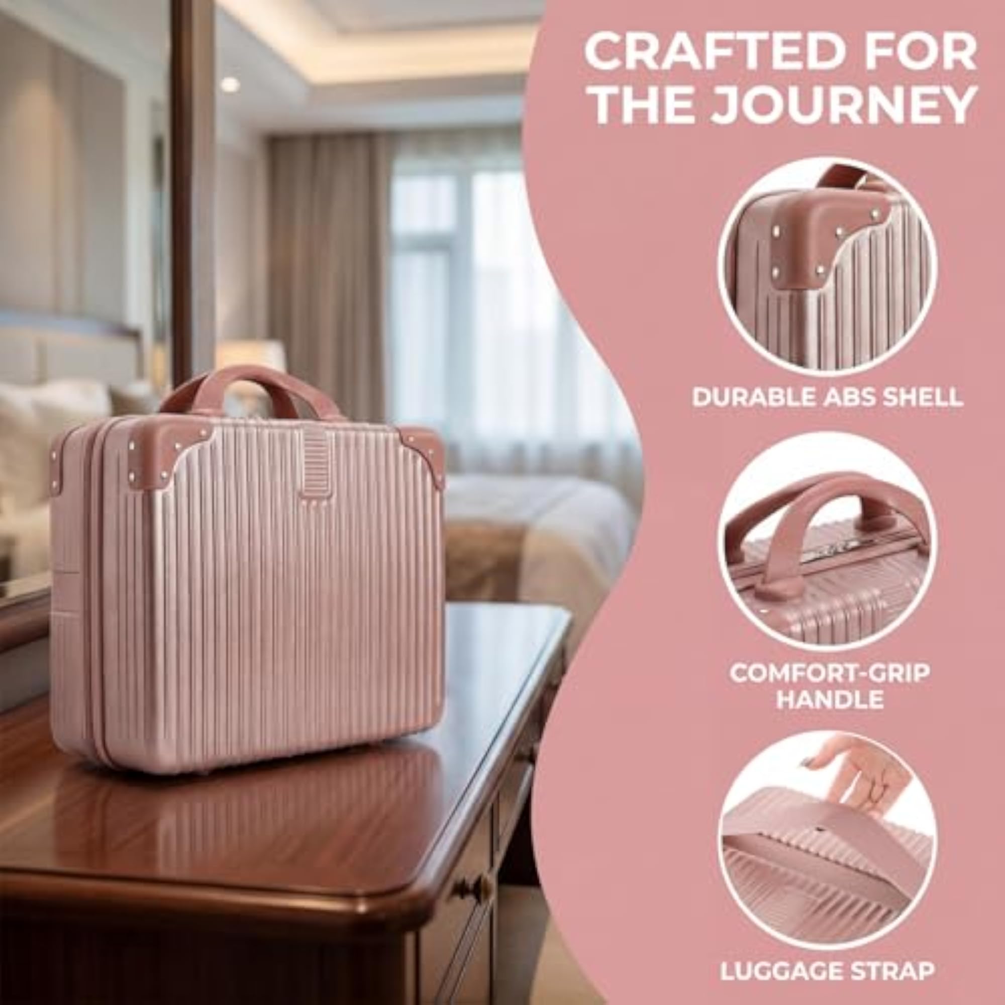 Hard Shell Cosmetic Travel Case, Portable Makeup Bag
